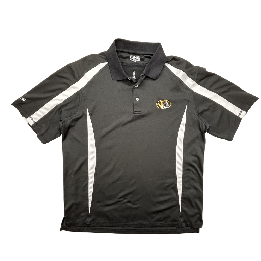 Missouri Tigers Shirt Mens Large Ping Performance Black Polo Golf NCAA Mizzou